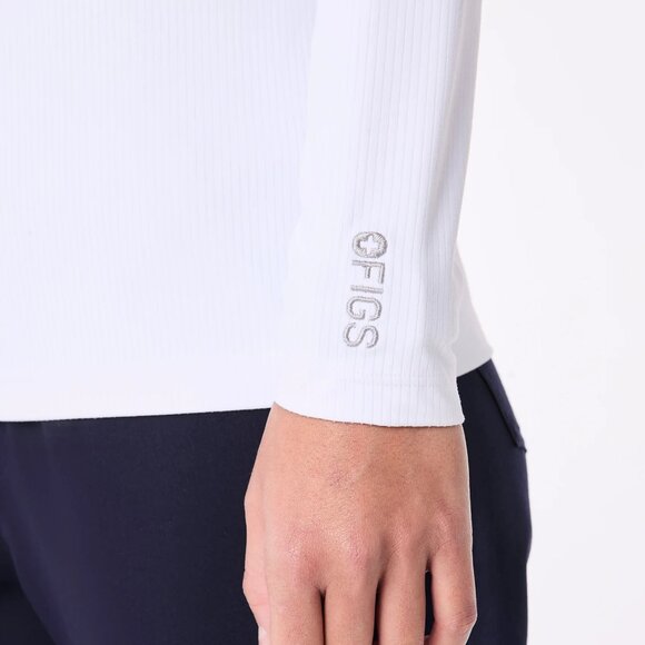 Figs Ribbed Longsleeve Underscrub in White, Size X-Small - Picture 4 of 11